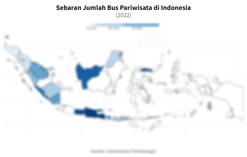 Data Sebaran Jumlah Bus Pariwisata di Indonesia pada 2022