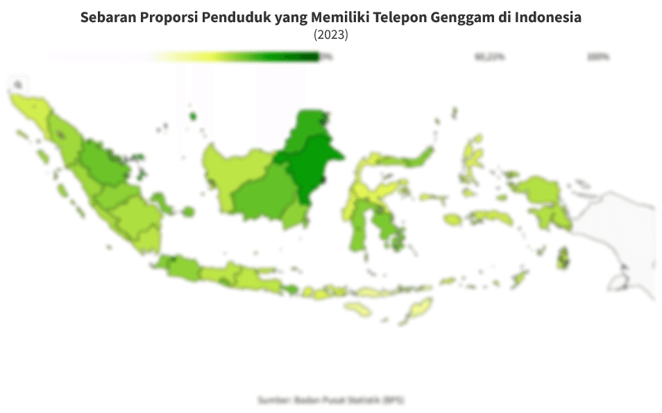 Data Sebaran Proporsi Penduduk yang Memiliki Telepon Genggam di Indonesia pada 2023