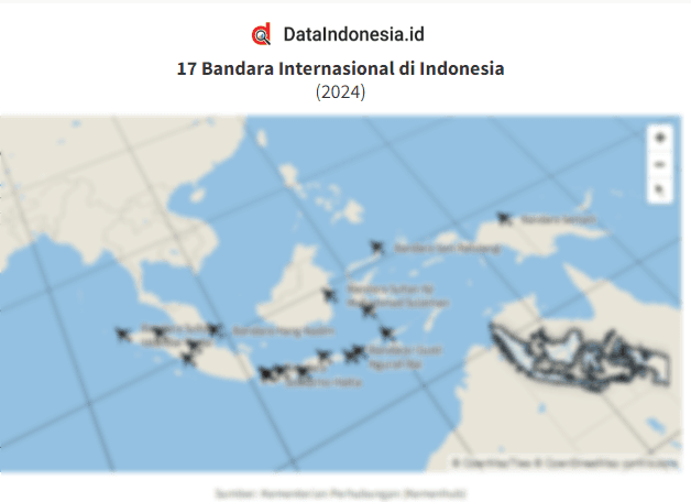 Data Sebaran 17 Bandara Internasional di Indonesia pada 2024