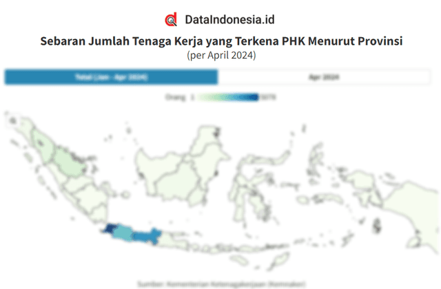 Data Sebaran Tenaga Kerja yang Terkena PHK di Indonesia Menurut Provinsi pada April 2024
