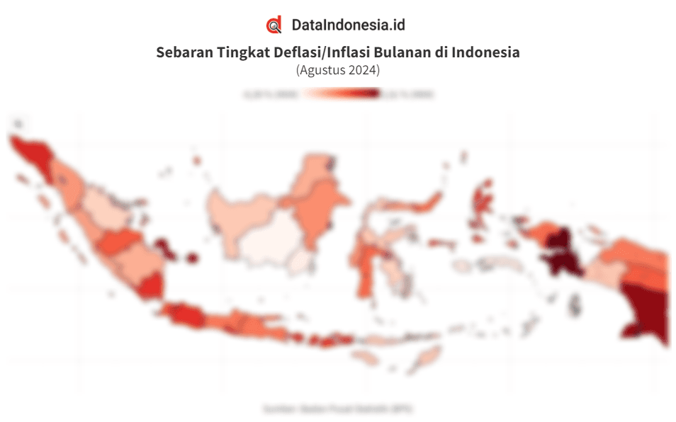 Data Sebaran Tingkat Deflasi/Inflasi Bulanan di Indonesia pada Agustus 2024