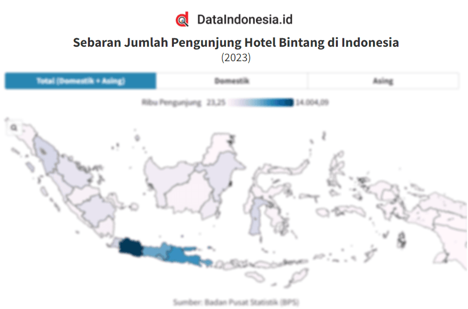 Data Sebaran Jumlah Pengunjung Hotel Bintang di Indonesia Menurut Provinsi pada 2023