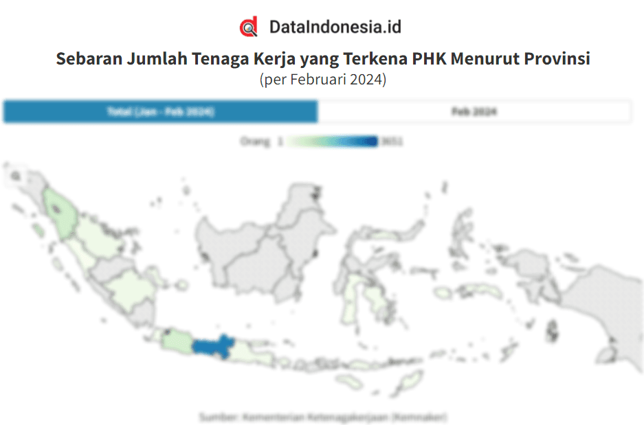 Data Sebaran Tenaga Kerja yang Terkena PHK di Indonesia Menurut Provinsi pada Februari 2024