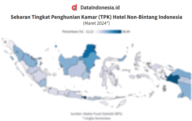Data Sebaran Tingkat Penghunian Kamar (TPK) Hotel Non-Bintang Menurut Provinsi pada Maret 2024